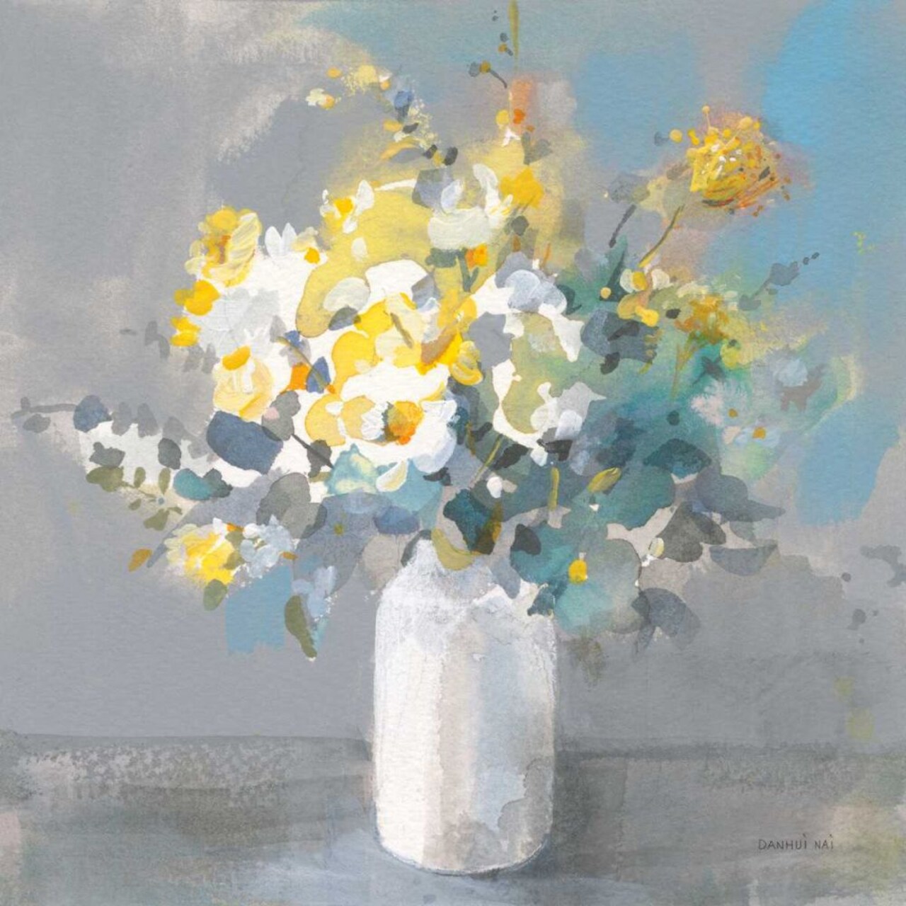 Touch of Spring I White Vase by Danhui Nai - Item # VARPDX71451